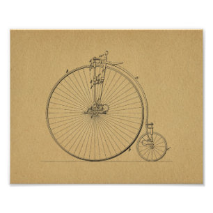  High Wheeler Bicycle Patent Art Print Foto Afdruk