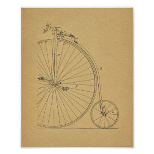  High Wheeler Bicycle Patent Art Print Foto Afdruk