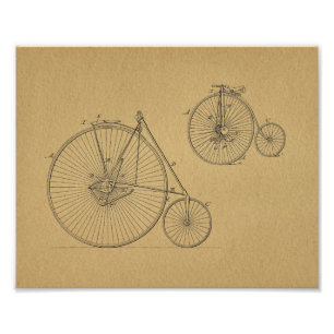  High Wheeler Bicycles Patent Art Print Foto Afdruk