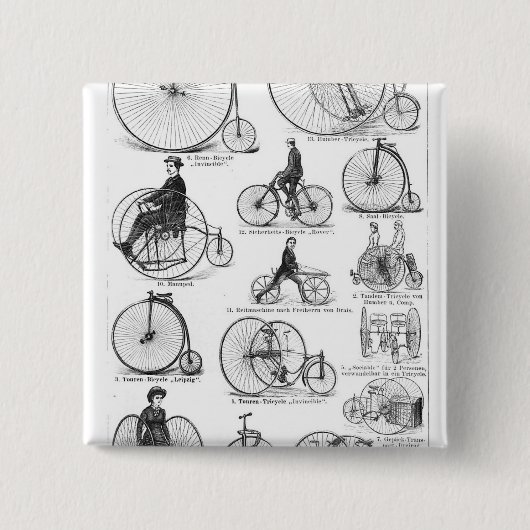 High Wheeler Fiets Penny Farthing Vierkante Button 5,1 Cm (Voorkant)