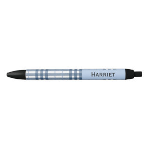 Highland Blauwe Schotse Ruit Maatwerk Naam  Zwarte Inkt Pen