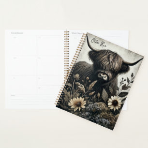 Highland Bull avec tournesol