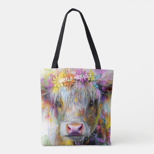 Highland Calf Vibrant spat heldere bloemen Draagtas (Achterkant)