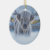 Highland Calif in the Snow Country Cute Keramisch Ornament (Rechts)