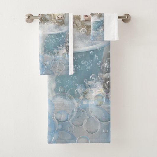 Highland Calve Bubble Bath Matching Douchegordijn Bad Handdoek (Insitu)