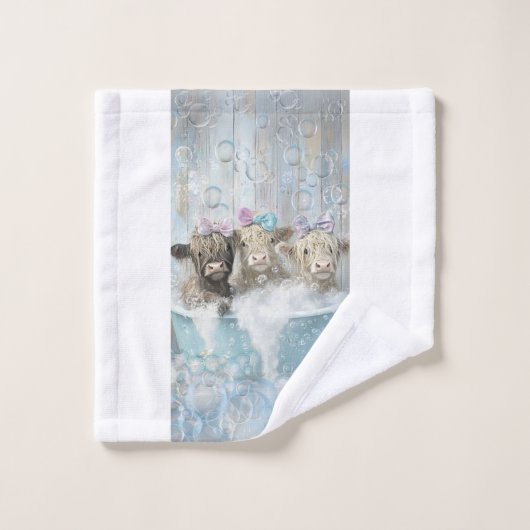 Highland Calve Bubble Bath Matching Douchegordijn Bad Handdoek (Wasdoekje)