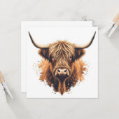 Highland Coo Greeting Card -  Kaart (Voorkant / Achterkant in situ)