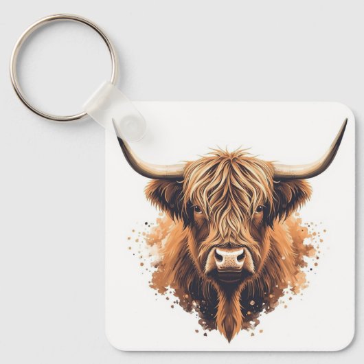 Highland Coo Keyring Sleutelhanger (Voorkant)