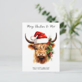 Highland Cow 2025 Calendrier Joyeux Noël Carte (Debout devant)