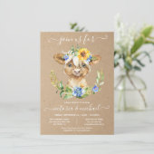 Highland Cow Baby shower Floral Invitation (Debout devant)