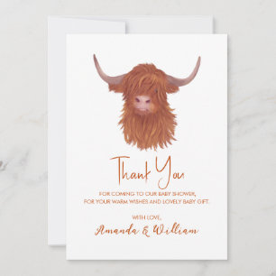 Highland Cow Baby Shower Thank You Bedankkaart