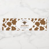 Highland Cow Birthday Étiquette de bouteille d'eau (Étiquettes simples)