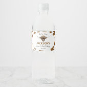 Highland Cow Birthday Étiquette de bouteille d'eau (Devant)