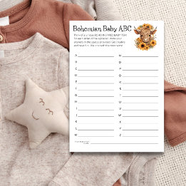 Highland Cow Boho Baby ABC Douche Spelkaart Kaart