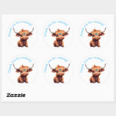 Highland cow boho party faveur autocollant (Feuille)