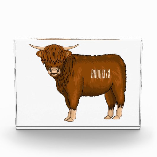 Highland cow cartoon illustration fotoblokken (Voorkant)