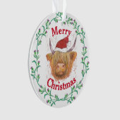 Highland Cow Casquette Thistler Wreath Joyeux Noël (devant)