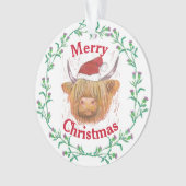 Highland Cow Casquette Thistler Wreath Joyeux Noël (devant)