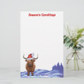 Highland Cow Christmas Briefpapier (Staand voorkant)