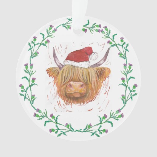Highland Cow Christmas Casquette Thistle Wreath no (devant)