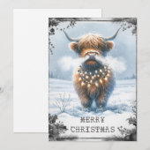 Highland Cow Christmas Feestdagenkaart (Voorkant / Achterkant)