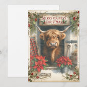 Highland Cow Christmas Feestdagenkaart (Voorkant / Achterkant)