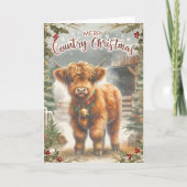 Highland Cow Christmas Kaart (Voorkant)