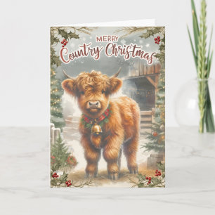 Highland Cow Christmas Kaart