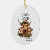 Highland Cow Christmas Keramisch Ornament (Rechts)