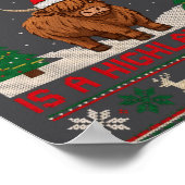 Highland Cow Christmas Ugly Sweater Style Festive  Poster (Hoek)