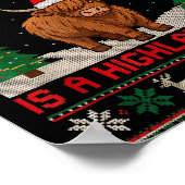 Highland Cow Christmas Ugly Sweater Style Festive  Poster (Hoek)