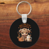 Highland Cow, Cute And Cozy Ready For Fall Fun! Lo Sleutelhanger (Voorkant)