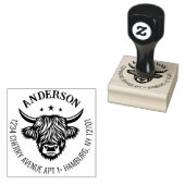 Highland Cow Family Return Address Rubberstempel (Gestempeld)