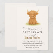 Highland Cow Genre Neutre Baby shower Invitation (Devant / Derrière)