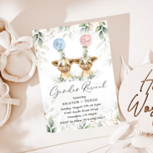 Highland Cow Genre Révéler Ballons Invitation