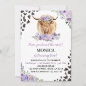 Highland Cow Girl Floral Birthday Invitation (Devant)