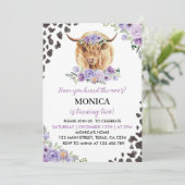 Highland Cow Girl Floral Birthday Invitation (Debout devant)