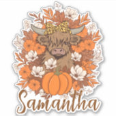 Highland Cow Halloween Autumn Personalized Sticker (Voorkant)
