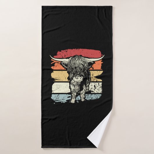Highland Cow Highland Cows Retro (Serviette de bain)