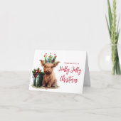 Highland Cow HollyJolly Carte de Noël pliéePhoto (Devant)
