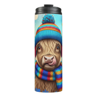Highland Cow in Rainbow Knits" Thermosbeker
