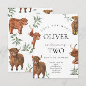 Highland Cow Invitation Anniversaire Pour Enfants (Devant / Derrière)