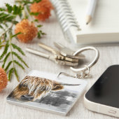 Highland Cow Keyring Sleutelhanger (Voorkant Rechts)