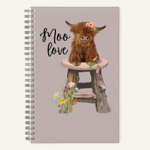 Highland Cow mignon Carnet spiral