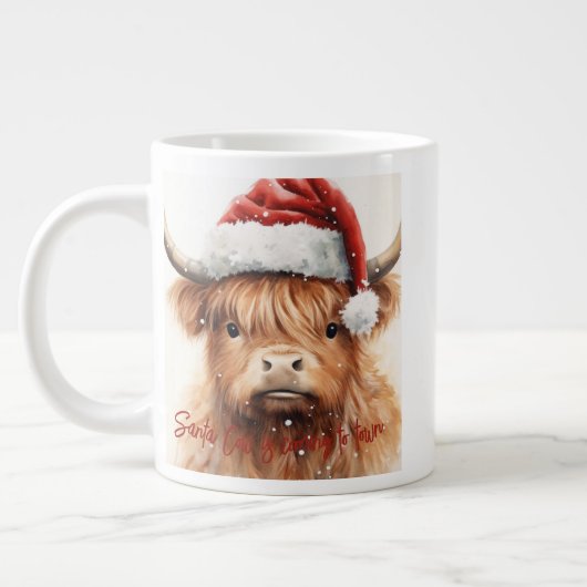Highland Cow Père Noël 20 oz Jumbo Coffee Mug (Gauche)
