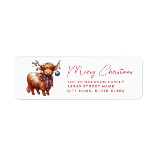 Highland Cow Return Address Labels (Voorkant)