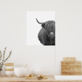 Highland Cow Scotland Russe noir blanc Poster (Cuisine)