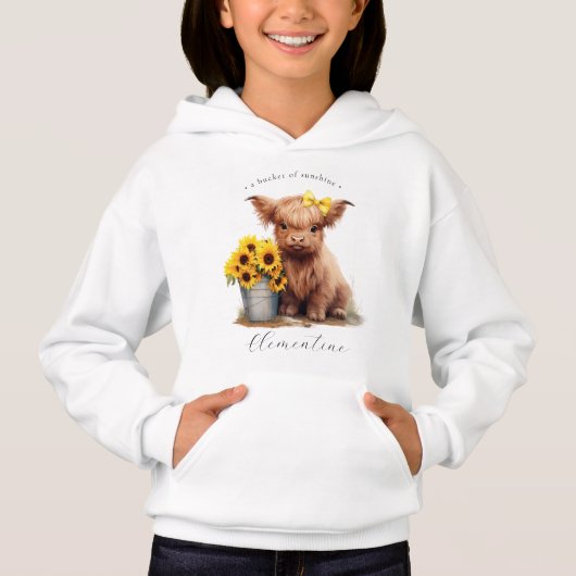 Highland Cow Sunflower Bucket Girl (Devant)
