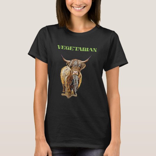 Highland Cow Vegetarian T-shirt (Voorkant)