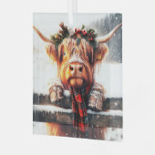 Highland Cow Winter Glass Ornament (Voorkant links)